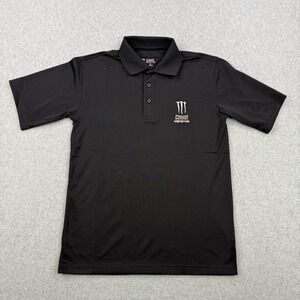 Monster Energy Shirt Mens Small Black Muscle Fit Polo Performance Short Sleeve